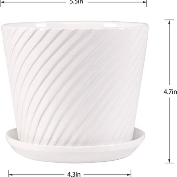 Decorative Modern Design Garden Planters | Set of 4 | 5.5"x4.7" | White Ceramic - Picture 7 of 8